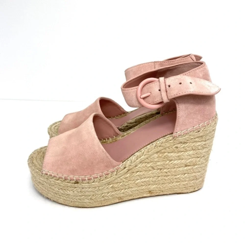 MARC Fisher Alida Suede Platform Wedge Espadrilles Sandals Dusty Pink Size 9 New